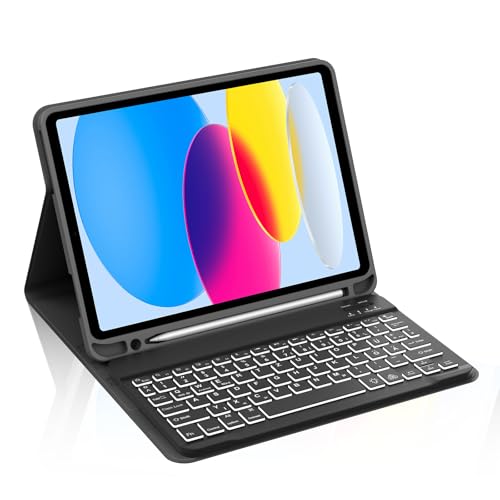Occtingkind, Tastatur für iPad 2025/2022, Hülle mit Tastatur für iPad A16 11 Zoll 2025 und iPad10 Gen. 10,9 Zoll 2022, Magnetische Bluetooth Keyboard, QWERTZ, USB C, Hinterbeleuchtung, Dunkelbrau von Occtingkind