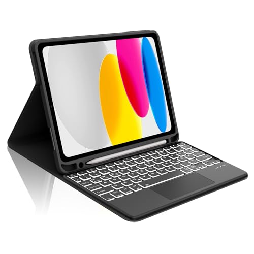 Occtingkind, Tastatur für iPad 2025/2022, Hülle mit Tastatur für iPad A16 11 Zoll 2025 und iPad10 Gen. 10,9 Zoll 2022, Bluetooth Keyboard, QWERTZ, USB C, Trackpad, Hinterbeleuchtung, Schwarz von Occtingkind