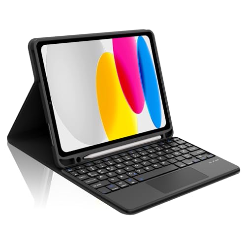 Occtingkind, Tastatur für iPad 2025/2022, Hülle mit Tastatur für iPad A16 11 Zoll 2025 und iPad10 Gen. 10,9 Zoll 2022, Magnetische Abnehmbar Bluetooth Keyboard, QWERTZ, USB C, Trackpad, Schwarz von Occtingkind