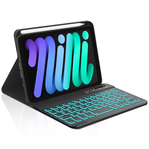 Occtingkind, Tastatur für iPad Mini, Hülle mit Tastatur für iPad Mini 6/7 (2021/2024), Magnetische Abnehmbar Bluetooth Keyboard für iPad Mini 8.3 Zoll, QWERTZ, USB C, Hinterbeleuchtung, Schwarz von Occtingkind