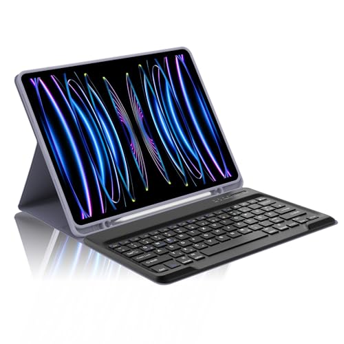 Occtingkind, Tastatur für iPad Pro 12,9, Hülle mit Tastatur für iPad Pro 12,9 Zoll, Magnetische Abnehmbar Bluetooth Keyboard für Apple iPadPro (2018-2022), Deutsches Layout QWERTZ, USB C, Violett von Occtingkind