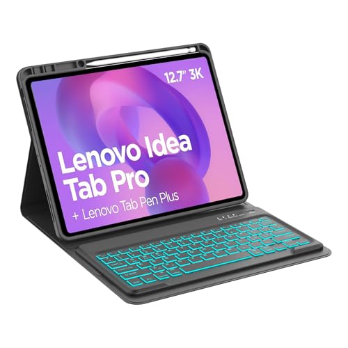 Occtingkind, Schutzhülle mit Tastatur für Lenovo Idea Tab Pro Tablet 12,7 Zoll (2025), italienisches Bluetooth-Cover mit Hintergrundbeleuchtung für 2025 Lenovo Idea Tab Pro Tablet 12,7 Zoll, Schwarz von Occtingkind