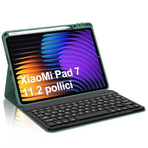 Occtingkind, Schutzhülle mit Tastatur für Xiaomi Pad 7 Pro 2025/Xiaomi Pad 7 2025 11,2 Zoll, einfache Schutzhülle ohne Hintergrundbeleuchtung Touchpad Bluetooth-Tastatur, Italienisch QWERTY, USB C von Occtingkind