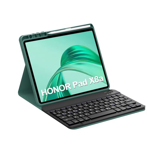 Occtingkind Honor Pad X8a Hülle mit Bluetooth Tastatur, Deutsches QWERTZ Layout, Abnehmbare Schutzhülle mit Stifthalter für 11 Zoll 2024 Honor Pad X8a - Wahl ohne Beleuchtung - Dunkelgrün von Occtingkind