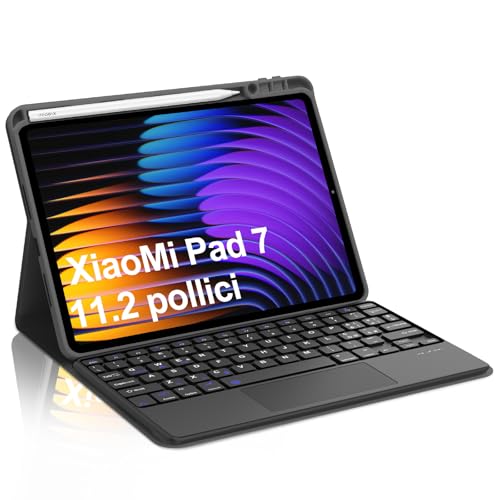 Occtingkind, Tastatur für Xiaomi Pad 7, Schutzhülle mit Tastatur für Xiaomi Pad 7 und Xiaomi Pad 7 Pro 11,2 Zoll, Cover mit abnehmbarem Magnet, Touchpad Bluetooth-Tastatur, italienisches Layout, USB C von Occtingkind