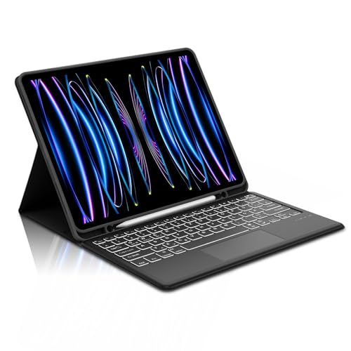 Occtingkind, Tastatur für iPad Pro 12,9, Hülle mit Tastatur für iPad Pro 12,9, Magnetische Abnehmbar Bluetooth Keyboard für iPadPro (2018-2022), QWERTZ, USB C, Hinterbeleuchtung, Trackpad, Schwarz von Occtingkind