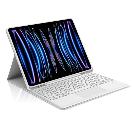 Occtingkind, Tastatur für iPad Pro 12,9, Hülle mit Tastatur für iPad Pro 12,9 Zoll, Magnetische Abnehmbar Bluetooth Keyboard für Apple iPadPro (2018-2022), Layout QWERTZ, USB C, Trackpad, Hellgrau von Occtingkind