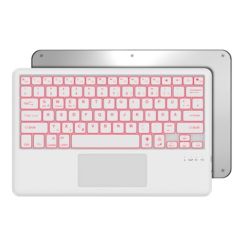 Occtingkind, Bluetooth Tastatur für iPad/Android-Tablets, Deutsches Layout QWERTZ, 12 Zoll Kabellose Tastatur, Hintergrundbeleuchtung, Multi Touch Trackpad, Für iPad/Samsng Tab/Lenovo/Xiaomi, Weiß Occtingkind, Bluetooth Tastatur für iPad/Android-Tablets, Deutsches Layout QWERTZ, 12 Zoll Kabellose Tastatur, Hintergrundbeleuchtung, Multi Touch Trackpad, Für iPad/Samsng Tab/Lenovo/Xiaomi, Weiß von Occtingkind