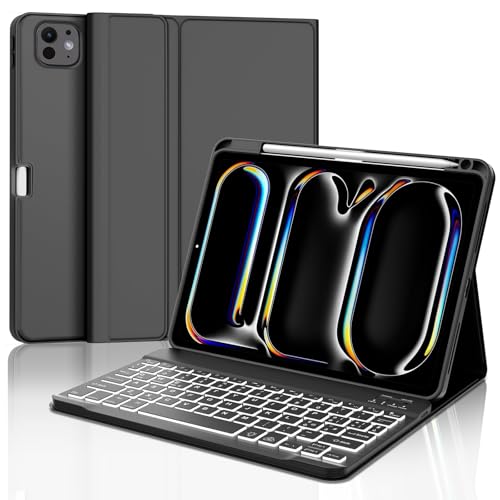 Occtingkind Schutzhülle Tastatur mit Hintergrundbeleuchtung für iPad Pro 11 2024 M4, Bluetooth-Hülle 7 Farben ohne Touchpad für iPad Pro 11 Zoll 5. Gen (A2836/A3006/A2837), italienisches Layout, USB C von Occtingkind