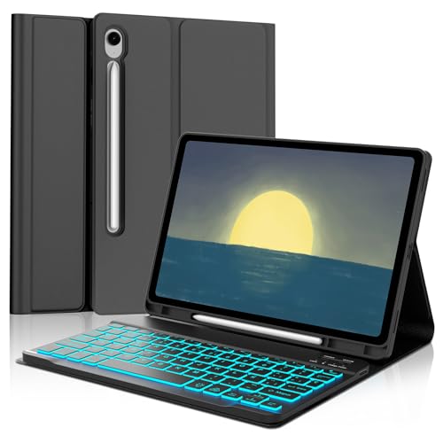 Occtingkind Schutzhülle mit Tastatur für Samsung Galaxy Tab S9 FE 26,9 cm (10,9 Zoll) 2023, kompatibel mit Samsung Galaxy Tab S10 FE 2025/S9 11 Zoll 2023, Bluetooth-Tastatur mit 7-farbiger von Occtingkind