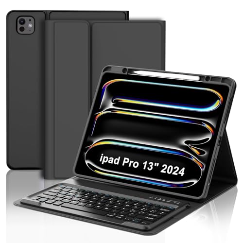 Occtingkind Schutzhülle mit Tastatur für iPad Pro 13 M4 2024, Cover mit magnetischer Tastatur, ohne Hintergrundbeleuchtung, ohne Touchpad für iPad Pro M4 Modell A2925/A3007/A2926, Bluetooth von Occtingkind