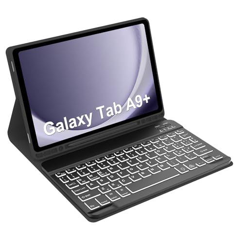 Occtingkind Tastatur für Samsung Galaxy Tab A9 Plus 11 Zoll, Schutzhülle mit Tastatur, Bluetooth, Hintergrundbeleuchtung, abnehmbar, Schwarz, Italienisch, für Samsung A9+ Tab 2023 von Occtingkind