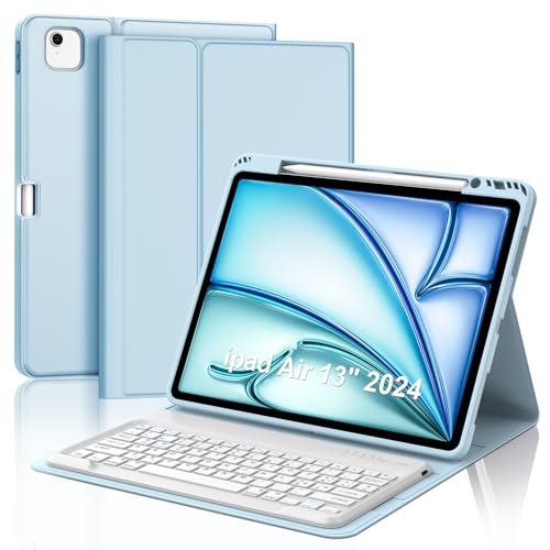 Occtingkind Tastatur für iPad Air 13 2024 (M2), Schutzhülle mit Tastatur für iPad Air 13 Zoll, magnetische abnehmbare Bluetooth-Tastatur QWERTY Italienisch für iPad Air (M2) 13 Zoll 2024, Blau von Occtingkind