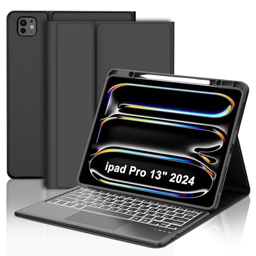 Occtingkind Tastatur mit Hintergrundbeleuchtung 7 Farben mit Touchpad für iPad Pro 13 M4 2024, Schutzhülle mit magnetischer Tastatur für iPad Pro M4 Modell A2925/A3007/A2926, Bluetooth, Italienisch von Occtingkind