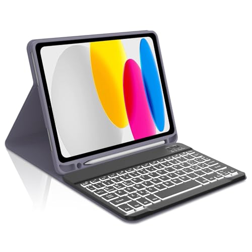 Occtingkind Tastatur mit Hintergrundbeleuchtung 7 Farben für iPad 11 Generation A16 2025 11 Zoll, Schutzhülle mit Bluetooth-Tastatur für iPad 10 Generation 2022 10,9 Zoll, ohne Touchpad, Italienisch von Occtingkind