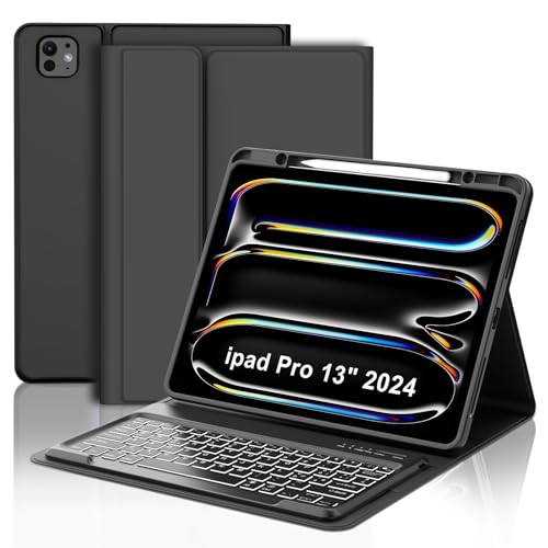Occtingkind Tastatur mit Hintergrundbeleuchtung 7 Farben für iPad Pro 13 M4 2024, Hülle mit magnetischer Tastatur ohne Touchpad für iPad Pro M4 Modell A2925/A3007/A2926, Bluetooth, Italienisch von Occtingkind