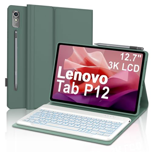 Occtingkind Tastatur mit Hintergrundbeleuchtung für Lenovo Tab P12 2023 - Schutzhülle mit Bluetooth-Tastatur Mehrfarbig für Lenovo Tab P12 TB370FU, italienisches Layout, USB C, ohne Touchpad, Emeralds Occtingkind Tastatur mit Hintergrundbeleuchtung für Lenovo Tab P12 2023 - Schutzhülle mit Bluetooth-Tastatur Mehrfarbig für Lenovo Tab P12 TB370FU, italienisches Layout, USB C, ohne Touchpad, Emeralds von Occtingkind