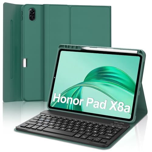 Occtingkind Tastaturhülle für Honor Pad X8a 11 Zoll, AZERTY, Französisch, Bluetooth-Tastatur, magnetisch, abnehmbar, mit Stifthalter, für Honor Pad X8a 11 Zoll 2024, Dunkelgrün von Occtingkind