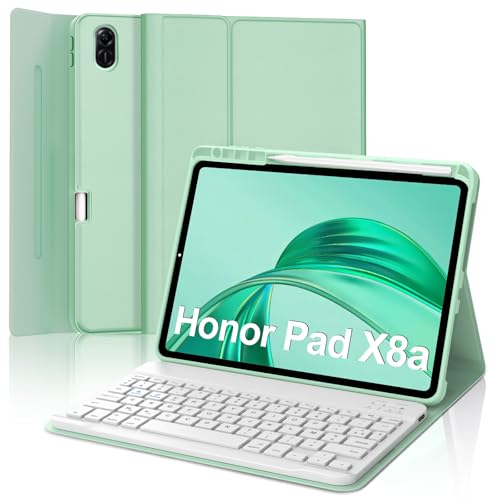 Occtingkind Tastaturhülle für Honor Pad X8a 11 Zoll, AZERTY, Französisch, Bluetooth-Tastatur, magnetisch, abnehmbar, mit Stifthalter, für Honor Pad X8a 11 Zoll 2024, Hellgrün von Occtingkind