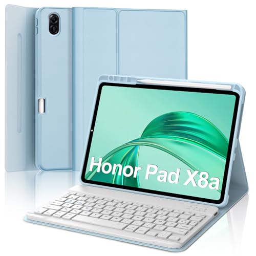 Occtingkind Tastaturhülle für Honor Pad X8a 11 Zoll, AZERTY, Französisch, Bluetooth-Tastatur, magnetisch, abnehmbar, mit Stifthalter, für Honor Pad X8a 11 Zoll 2024, Himmelblau von Occtingkind