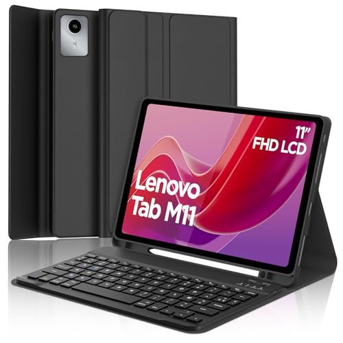 Occtingkind Tastaturhülle für Lenovo Tab M11 11 Zoll, AZERTY, Französisch, Bluetooth-Tastatur, magnetisch, abnehmbar, mit Stifthalter, für Tablet Lenovo Tab M11 11 Zoll 2024 (TB330FU/TB330XU), Schwarz von Occtingkind