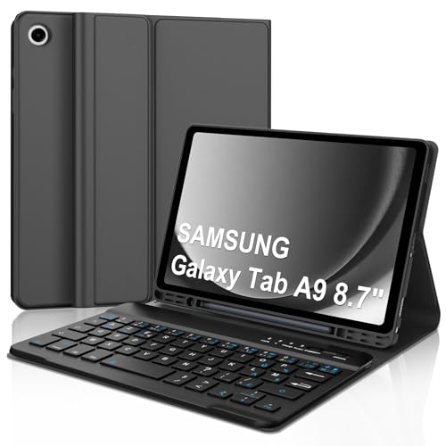 Occtingkind Tastaturhülle für Samsung Galaxy Tab A9 8,7 Zoll, AZERTY, Französisch, Bluetooth-Tastatur, magnetisch, abnehmbar, mit Stifthalter, für Tablet Samsung Galaxy Tab A9 8,7 Zoll 2023, Schwarz von Occtingkind