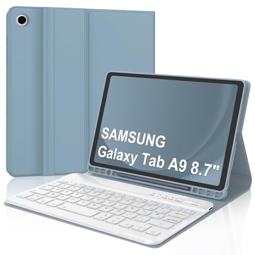 Occtingkind Tastaturhülle für Samsung Galaxy Tab A9 8,7 Zoll, AZERTY, Französisch, Bluetooth-Tastatur, magnetisch, abnehmbar, mit Stifthalter, für Tablet Samsung Galaxy Tab A9 8,7 Zoll 2023, Blau von Occtingkind