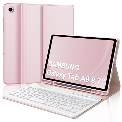 Occtingkind Tastaturhülle für Samsung Galaxy Tab A9 8,7 Zoll, AZERTY, Französisch, Bluetooth-Tastatur, magnetisch, abnehmbar, mit Stifthalter, für Tablet Samsung Galaxy Tab A9 8,7 Zoll 2023, Rosa von Occtingkind