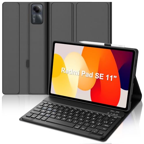 Occtingkind Tastaturhülle für Xiaomi Redmi Pad SE 11 Zoll, AZERTY, Französisch, Bluetooth-Tastatur, magnetisch, abnehmbar, für Xiaomi Redmi Pad SE 11 Zoll 2023, Schwarz von Occtingkind