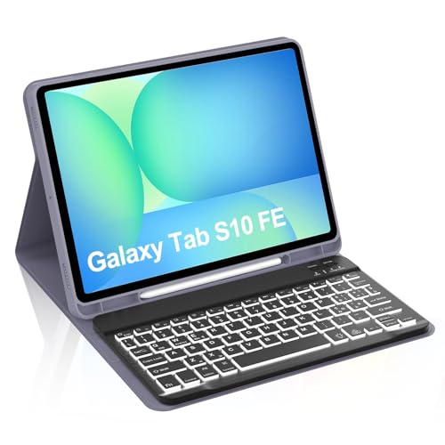 Occtingkind Tastaturhülle mit Hintergrundbeleuchtung für Samsung Galaxy Tab S10 FE/S9 FE/S9 10,9 Zoll/11 Zoll – Schutzhülle Bluetooth 7 Farben Italienisch für S10 FE 2025/S9 FE/S9 2023, ohne Touchpad von Occtingkind