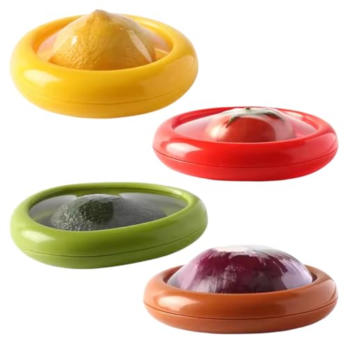 Silikon Frischhaltebehälter,4 Stück,Silicone Fruit Storage Containers,Anti-Oxidations Aufbewahrungsbox für Obst und Lebensmittel,Silikon-Obst-Aufbewahrungsbehälter,Gemüse Sparer,für Kühlschrank von Occtingkind