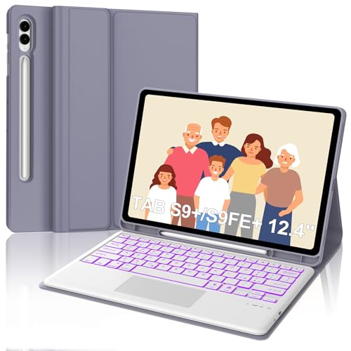 Occtingkind, Tastatur für Samsung Galaxy Tab S10 Plus/ S9 Plus/ S9 FE Plus 12,4 Zoll Hülle mit Touchpad Hintergrundbeleuchtung Bluetooth Keyboard für S10+/S9+/S9 FE+, Italienisch, USB C, Violett von Occtingkind