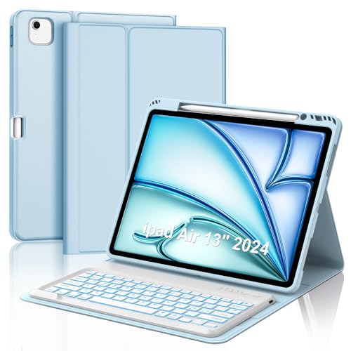 Tastatur für iPad Air 13 2024 (M2), Schutzhülle mit Tastatur für iPad Air 13 Zoll, Bluetooth-Tastatur mit Hintergrundbeleuchtung, magnetisch, abnehmbar, italienisches QWERTY für iPad Air (M2) 13 Zoll von Occtingkind