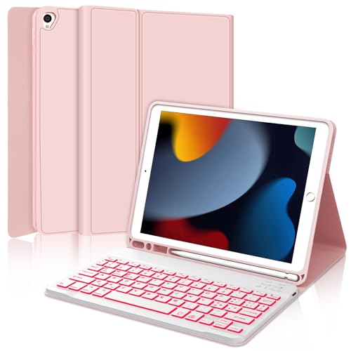 Tastatur iPad 9 Generation, Schutzhülle mit Tastatur für iPad 9 10,2 Zoll, Bluetooth, magnetisch, abnehmbar, Hintergrundbeleuchtung Tastatur für iPad 9/8/7. Generation 10,2 Zoll, iPad Pro 10,5, iPad von Occtingkind