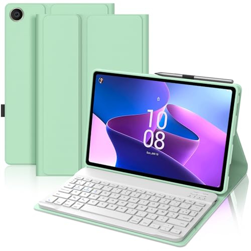 Tastaturhülle für Lenovo Tab M10 3. Gen, 10,1 Zoll, AZERTY, Französisch, AZERTY, magnetisch, abnehmbar, mit Stifthalter, für Tablet Lenovo Tab M10 3. Generation 10,1 Zoll 2022, Hellgrün von Occtingkind