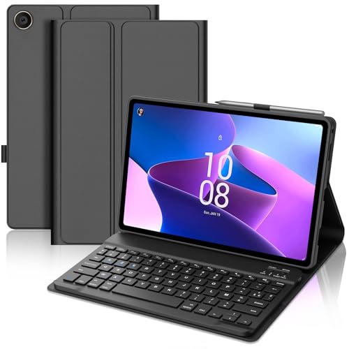 Tastaturhülle für Lenovo Tab M10 3. Gen, 10,1 Zoll, AZERTY, Französisch, AZERTY, magnetisch, abnehmbar, mit Stifthalter, für Tablet Lenovo Tab M10 3. Generation 10,1 Zoll 2022, Schwarz von Occtingkind