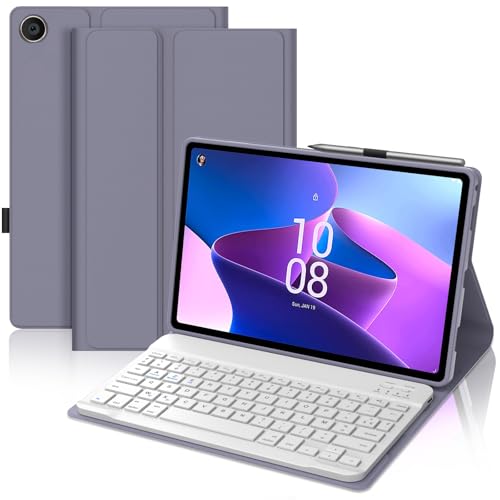 Tastaturhülle für Lenovo Tab M10 3. Gen, 10,1 Zoll, AZERTY, Französisch, AZERTY, magnetisch, abnehmbar, mit Stifthalter, für Tablet Lenovo Tab M10 3. Generation 10,1 Zoll 2022, Violett von Occtingkind