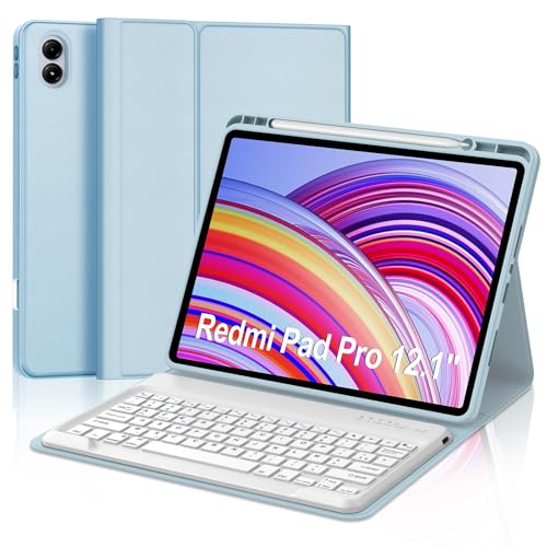 Tastaturhülle für Redmi Pad Pro/Xiaomi Poco Pad 12,1 Zoll, französisches AZERTY-Tastatur, Bluetooth, magnetisch, abnehmbar, mit Stifthalter, für Redmi Pad Pro/Xiaomi Poco Pad 12,1 Zoll 2024 von Occtingkind