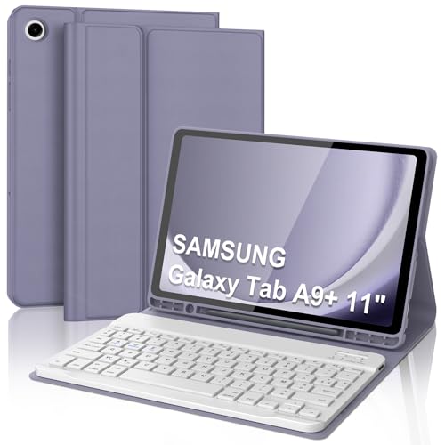 Tastaturhülle für Samsung Galaxy Tab A9 Plus/A9+ 11 Zoll, AZERTY, Französisch, Bluetooth-Tastatur, magnetisch, abnehmbar, mit Stifthalter, für Samsung Galaxy Tab A9 Plus 11 Zoll 2023, Violett von Occtingkind