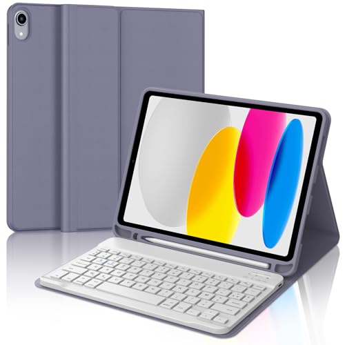Tastaturhülle für iPad A16 11. Generation 2025/10. Generation 2022, französisches AZERTY, Bluetooth-Tastatur, magnetisch, abnehmbar, mit Stifthalter, für iPad 10/11. Generation 10,9/11 Zoll, Violett von Occtingkind