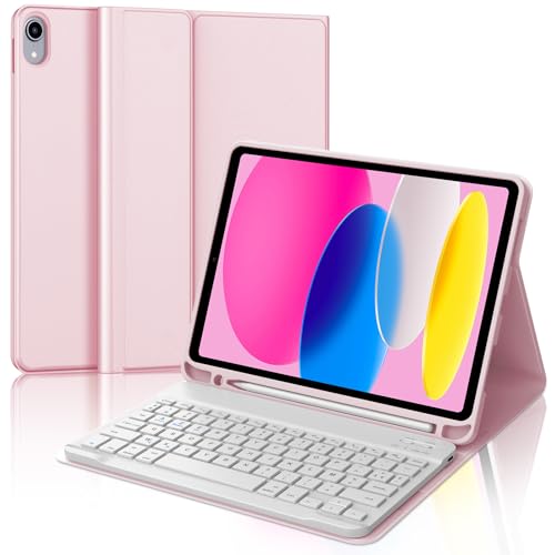 Tastaturhülle für iPad A16 11. Generation 2025/10. Generation 2022, französisches AZERTY, Bluetooth-Tastatur, magnetisch, abnehmbar, mit Stifthalter, für iPad 10/11. Generation 10,9/11 Zoll, Rosa von Occtingkind