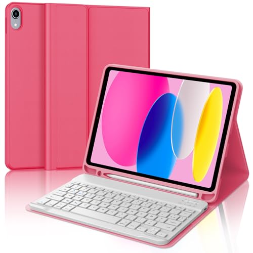 Tastaturhülle für iPad A16 11. Generation 2025/10. Generation 2022, französisches AZERTY, Bluetooth-Tastatur, magnetisch, abnehmbar, mit Stifthalter, für iPad 10/11. Generation 10,9/11 Zoll, Rot von Occtingkind
