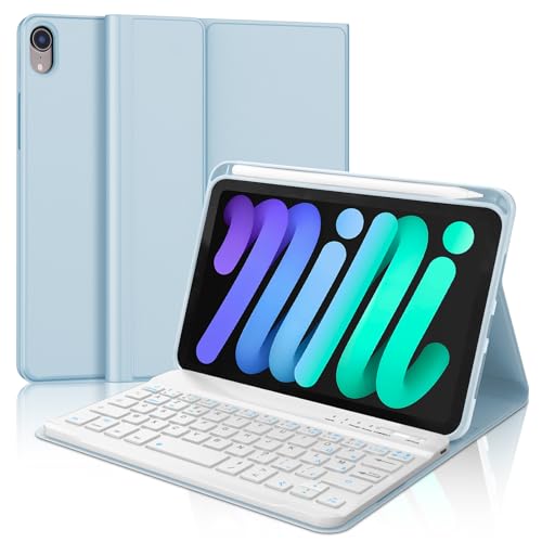 Tastaturhülle für iPad Mini 7. Generation (A17 Pro, 2024) & 6. Generation (2021) 8,3 Zoll, AZERTY, Französisch, abnehmbare Bluetooth-Tastatur mit Stifthalter, für iPad Mini 7/6. Generation 8,3 Zoll von Occtingkind