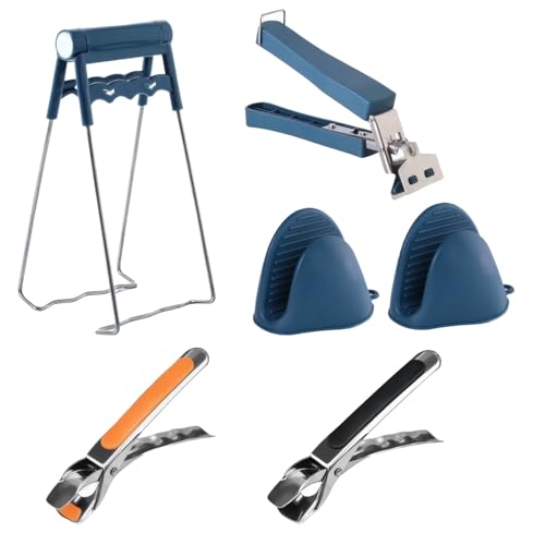 6 Stück Zange für Heißluftfritteuse Set, Tellerheber + Schüsselclip + Verbrühschutzhandschuhe, Rutschfest, zum Anheben Heißer Schüsseln und Heißer Teller in Verschiedenen Winkeln (Blau) von Occupaternm