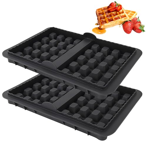 Heißluftfritteuse Waffeleinsatz, 2 Stück Silikon Belgische Waffelform für Ninja Airfryer AF400EU, SL451EU, SL400EU und AF500EU Doppelt Backschaleneinsatz (Schwarz-2 Stück) von Occupaternm