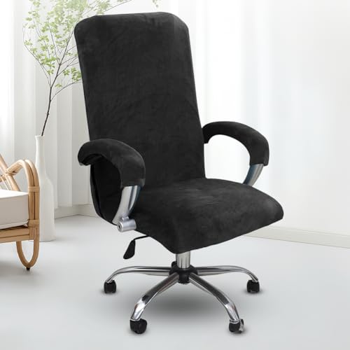 Bürostuhl Bezug Samt mit Armlehne, Stretch Stuhlhusse für Drehstuhl & Gaming Stuhl Bezug, Abnehmbarer Waschbarer Stuhlüberzug für Bürostuhl, Sessel, Computerstuhl, Office Chair Cover Schwarz (XL) Bürostuhl Bezug Samt mit Armlehne, Stretch Stuhlhusse für Drehstuhl & Gaming Stuhl Bezug, Abnehmbarer Waschbarer Stuhlüberzug für Bürostuhl, Sessel, Computerstuhl, Office Chair Cover Schwarz (XL) von Occzin