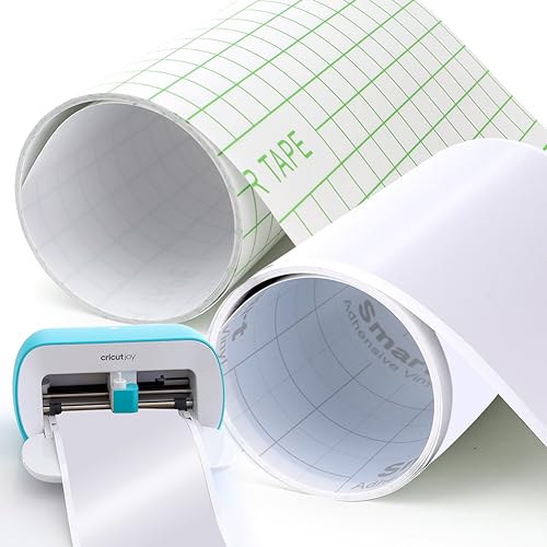 Occzin Smart Vinyl für Cricut Joy - 14x500CM Weiß Smart Vinyl Permanent mit Transferfolie Rollen Vinylfolie Plotter Set Lange Größe für DIY Muster, Dekorative Aufkleber, Basteldekoration Occzin Smart Vinyl für Cricut Joy - 14x500CM Weiß Smart Vinyl Permanent mit Transferfolie Rollen Vinylfolie Plotter Set Lange Größe für DIY Muster, Dekorative Aufkleber, Basteldekoration von Occzin
