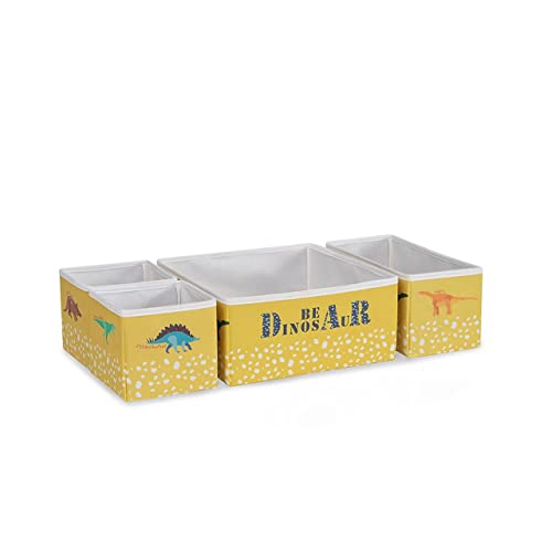 Ocean Home Textile 4er Set Dinosaurier Aufbewahrungsbox für Kinderzimmer, Faltbare Schubladen Ordnungssystem von Ocean Home Textile