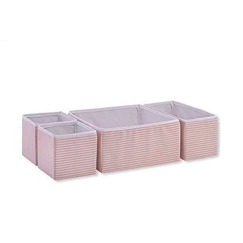 Ocean Home Textile 4er Set Rosa Gestreift Aufbewahrungsbox für Schublade, Faltbare Schubladen Ordnungssystem von Ocean Home Textile