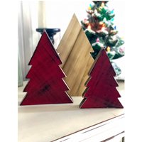 Beunruhigtes Holz Weihnachtsbaum-Set Rustikales Feiertags-Dekor von OceanicInteriors